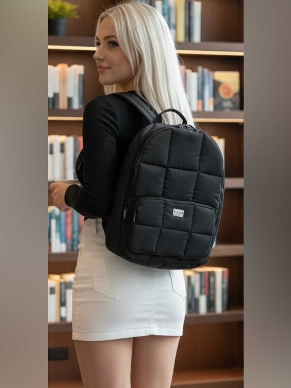 Wilo Black Quilted Backpack